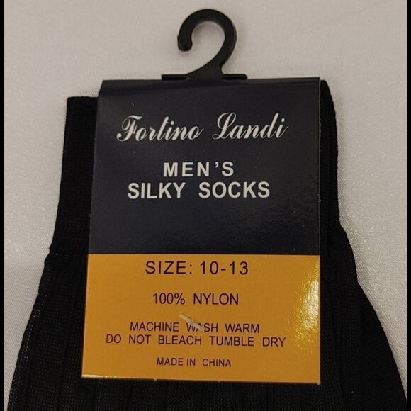 MEN'S FORTINO LANDI/MILANO MODA BLACK SILKY SHEER DRESS SOCKS. S01. - Picture 3 of 3